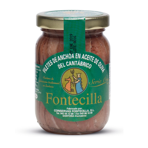 Anchoas de Santoña en aceite de oliva tarro 210 gr. - Fontecilla Serie Oro
